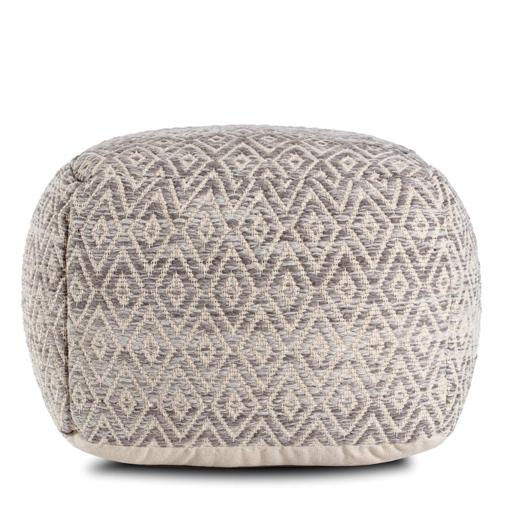 Gray 22-inch Square Pouf Grey Bohemian Eclectic Modern Contemporary Pattern - Diamond Home USA