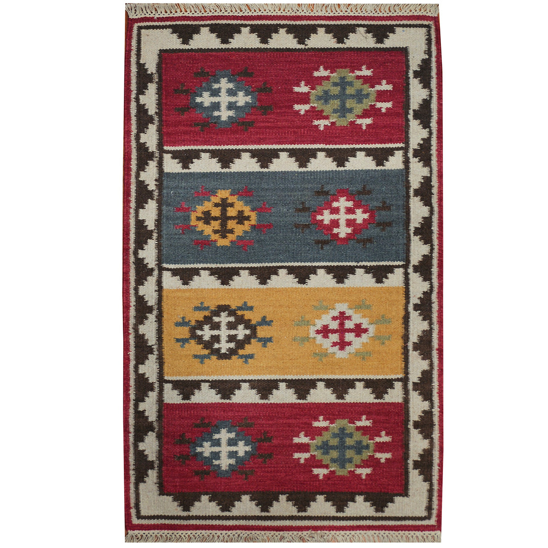 Herat Oriental Indo Hand Woven Tribal Vegetable Dye Kilim Wool Rug 4' x 6'