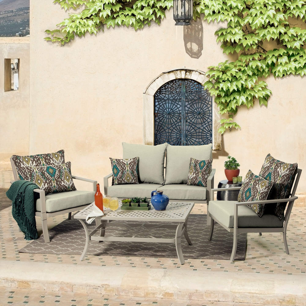 Tan Outdoor Deep Seat Cushion Set Solid Polyester Uv Resistant - Diamond Home USA