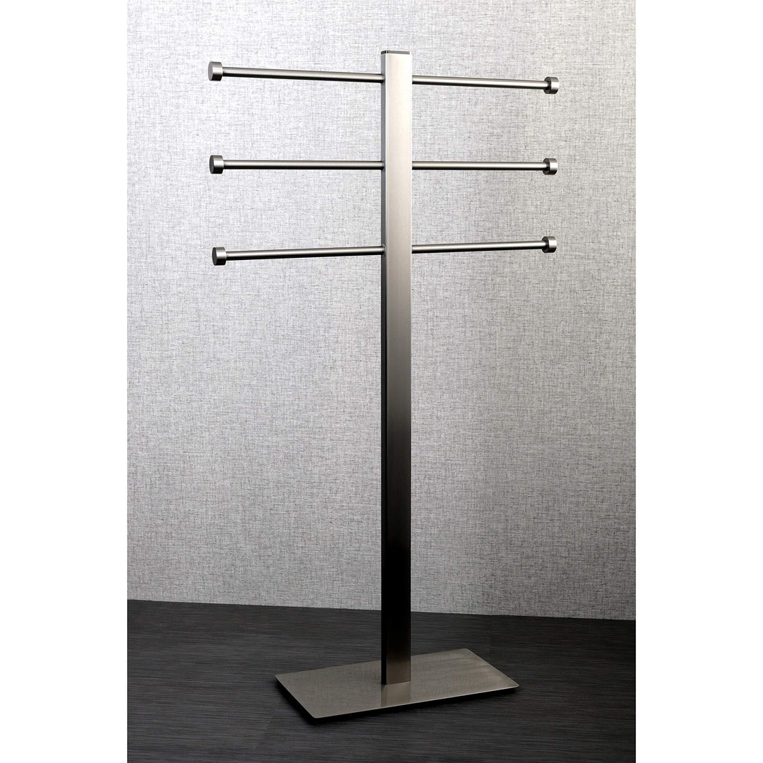 Brushed Nickel Freestanding Stainless Steel Towel Holder - Grey Metal Finish - Diamond Home USA