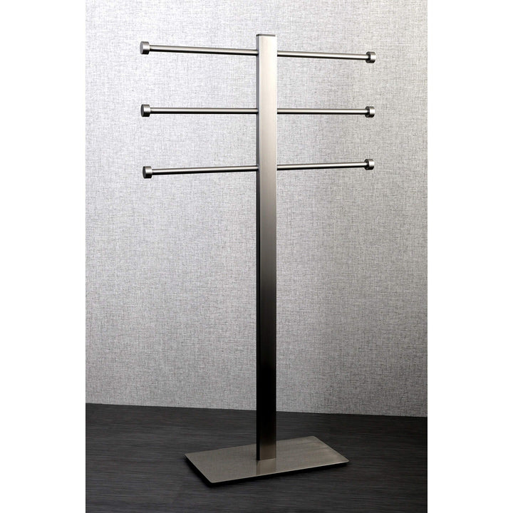 Brushed Nickel Freestanding Stainless Steel Towel Holder - Grey Metal Finish - Diamond Home USA