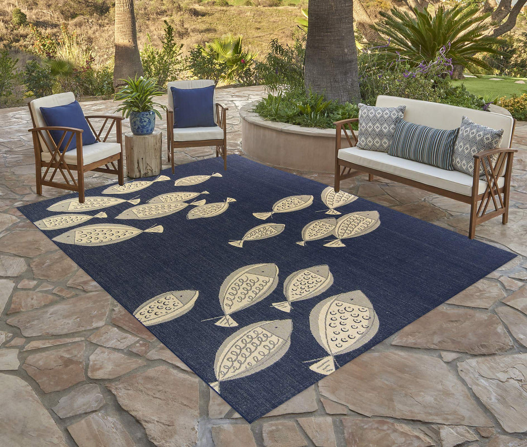 Gertmenian Indoor Outdoor Area Rug Classic Flatweave Washable Stain & UV 6'6" x 9'6" - Diamond Home USA