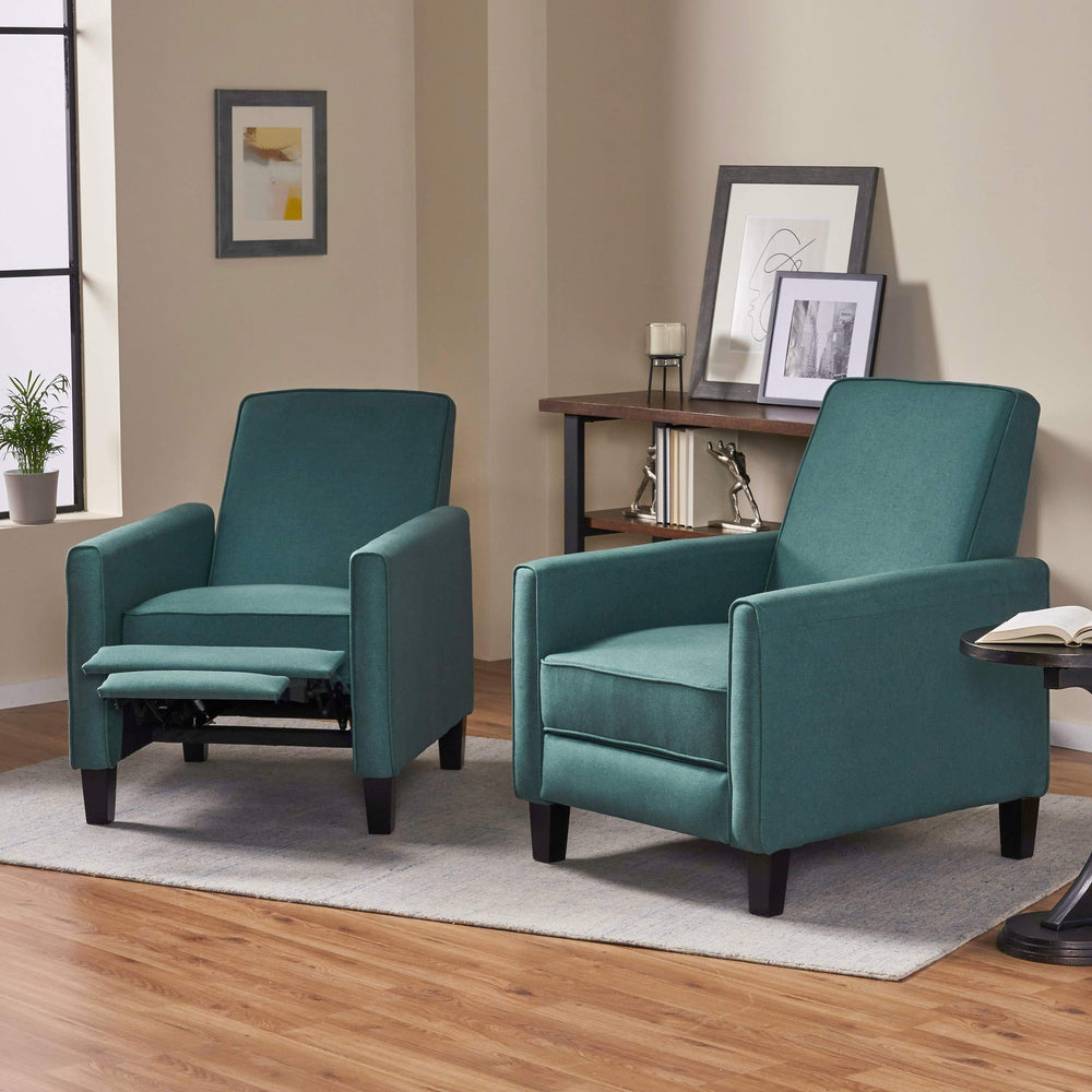 Christopher Knight Home Emmie Fabric Recliner (Set of 2) Dark Teal Dark Brown - Diamond Home USA