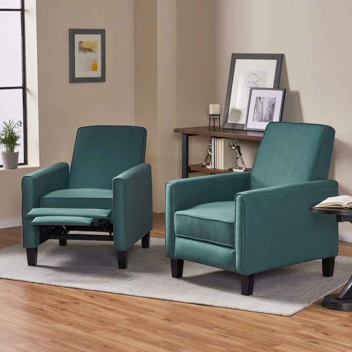 Christopher Knight Home Emmie Fabric Recliner (Set of 2) Dark Teal Dark Brown - Diamond Home USA