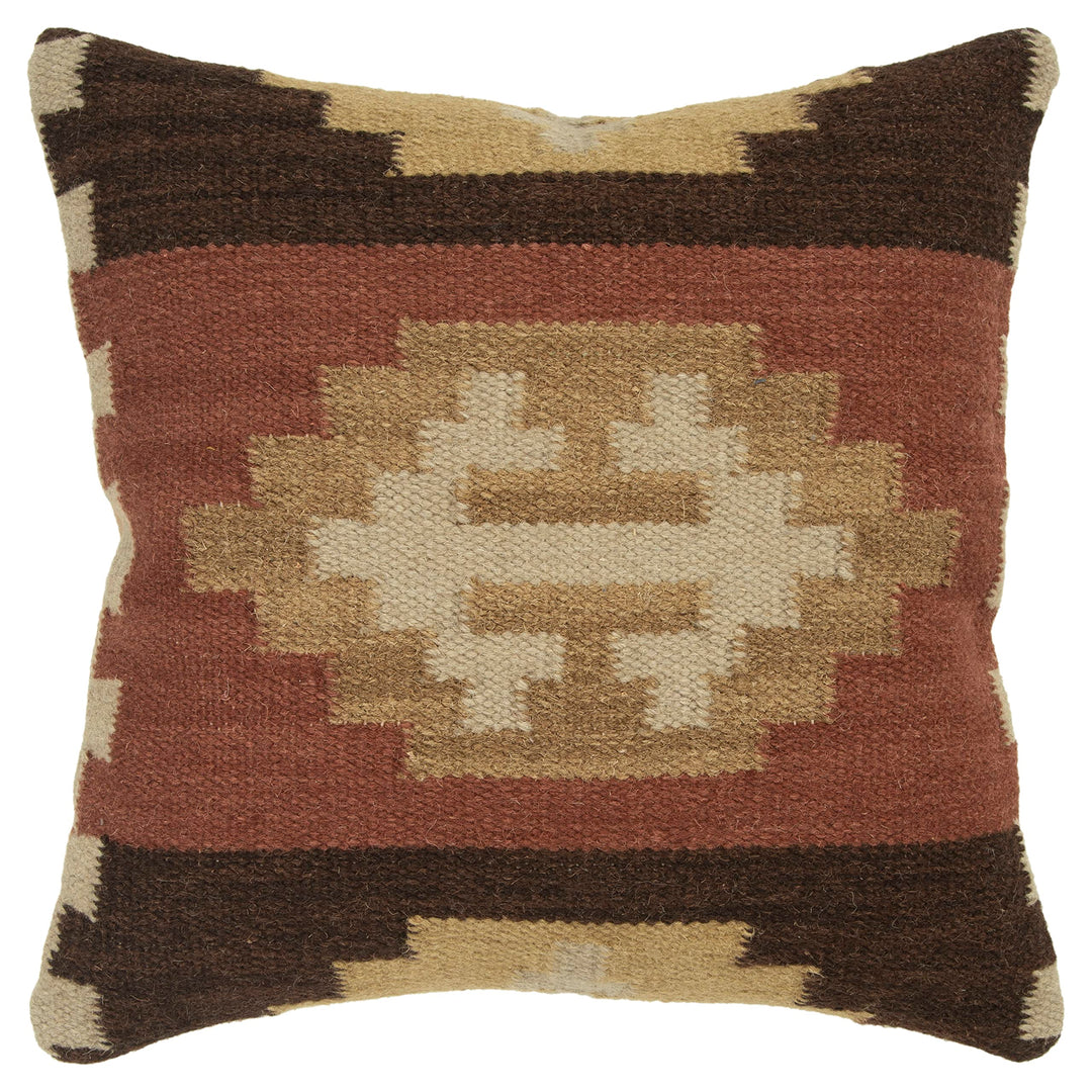 Rizzy Home T05986 Decorative Poly Filled Throw Pillow 18" x 18" Beige/Rust
