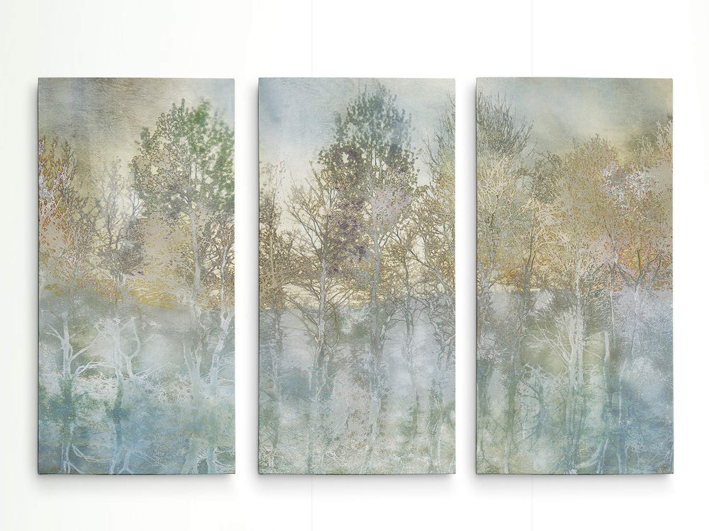 WEXFORD HOME River Reflection 3 Panel Gallery Wrapped Canvas Wall Art 32x48 - Diamond Home USA