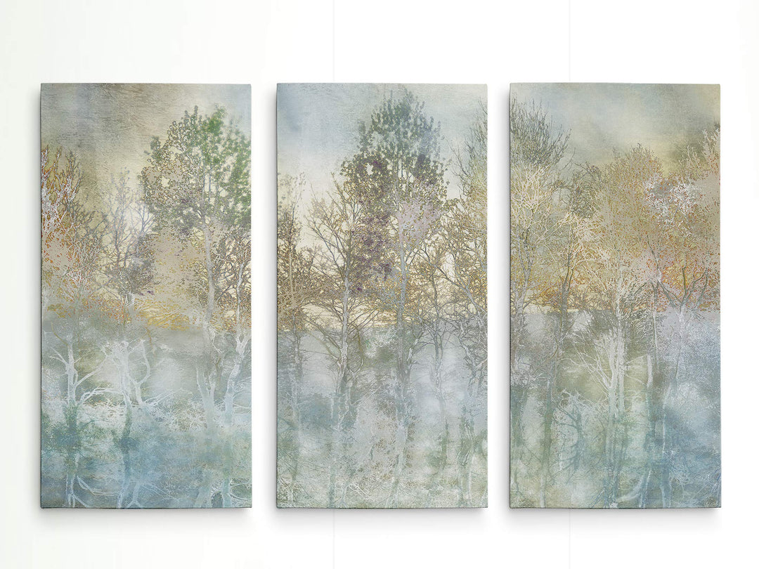 WEXFORD HOME River Reflection 3 Panel Gallery Wrapped Canvas Wall Art 32x48 - Diamond Home USA