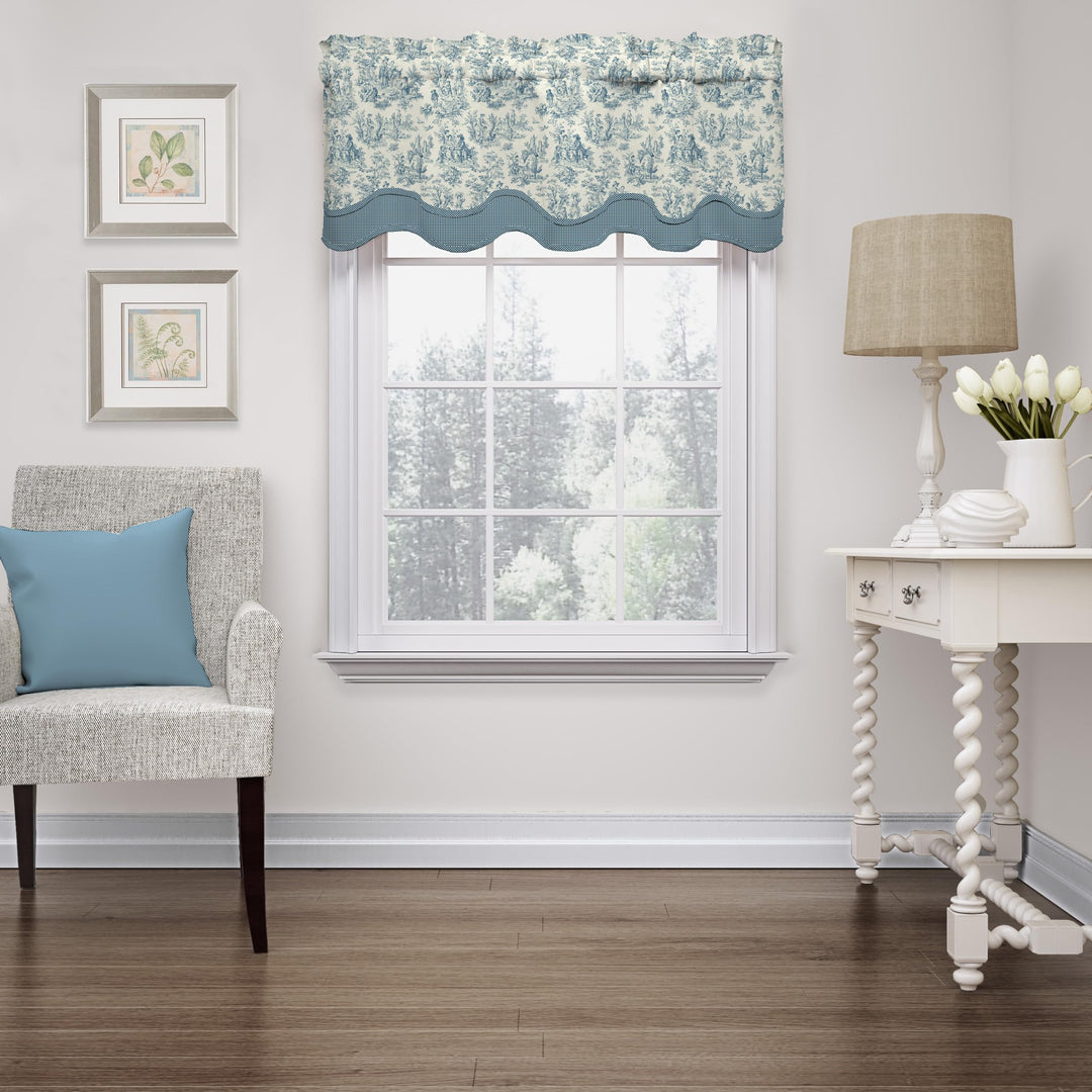 Waverly Charmed Life Classic French Country Rod Pocket Valance for Windows in Cornflower