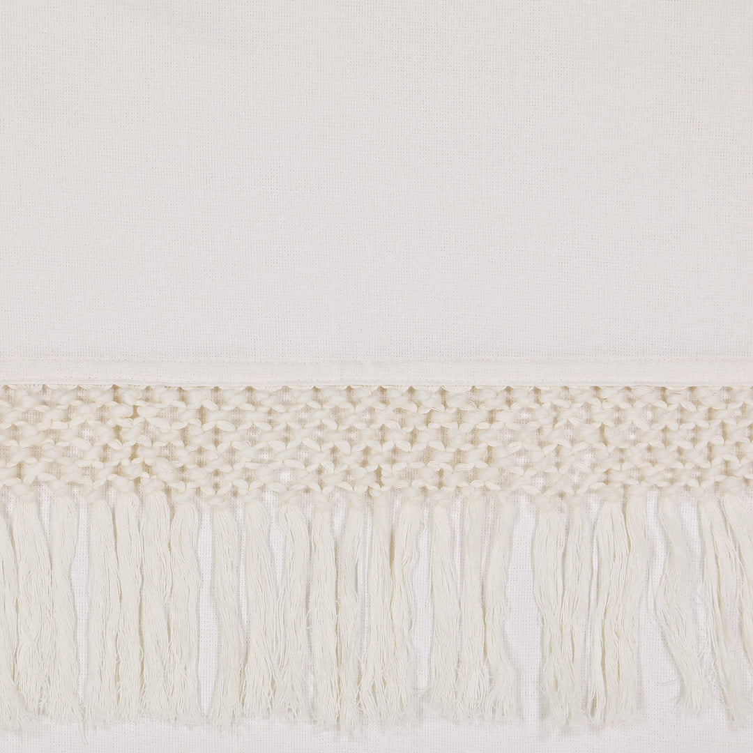 Mercantile Lucinda Light Filtering Window Curtain with Attached Knotted Fringe 84 Inches - Grey - Diamond Home USA