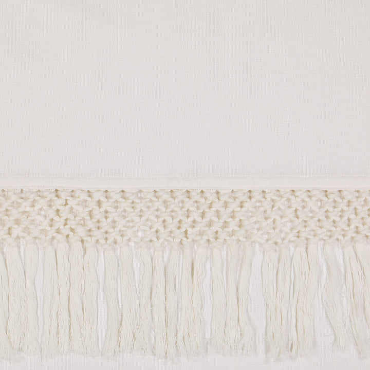 Mercantile Lucinda Light Filtering Window Curtain with Attached Knotted Fringe 84 Inches - Grey - Diamond Home USA