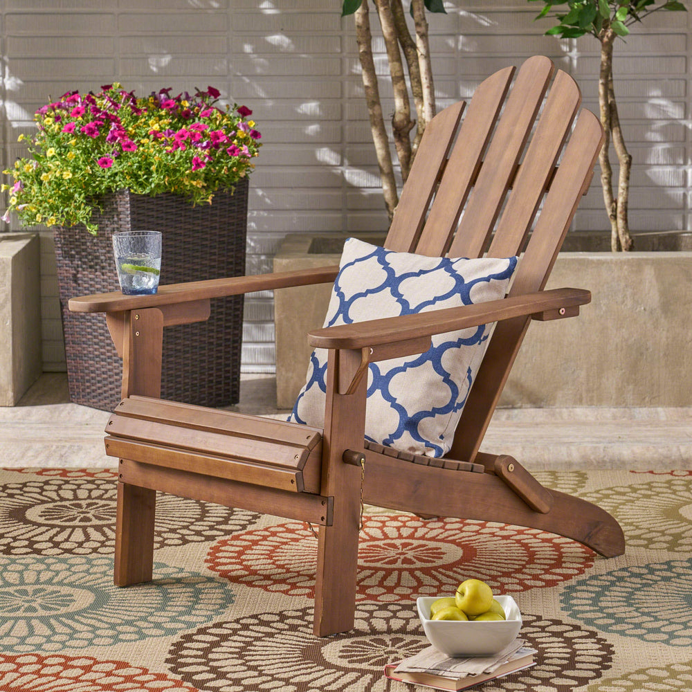 Christopher Knight Home Cara Outdoor Foldable Acacia Wood Adirondack Chair dark brown finish - Diamond Home USA