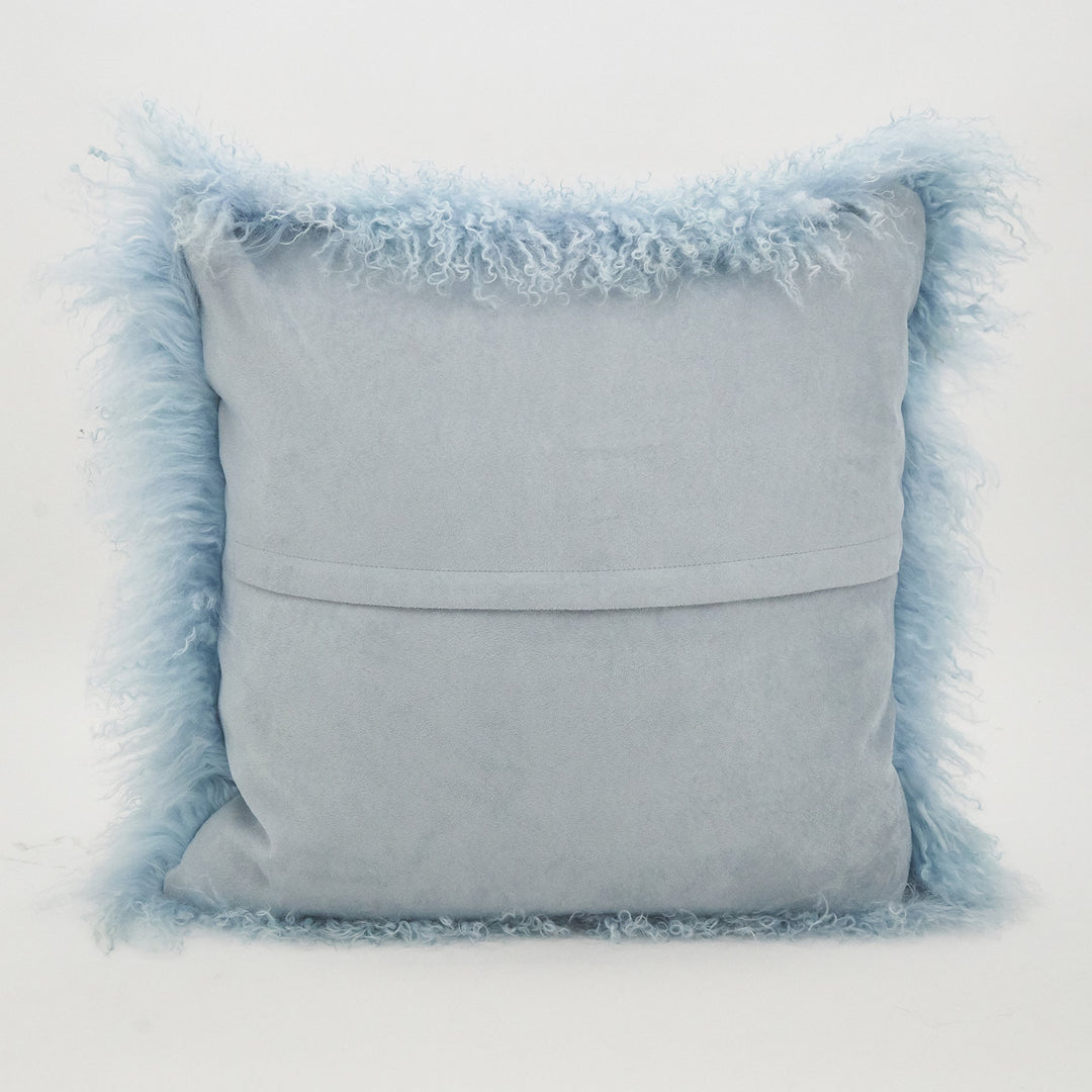 SAO LIFESTYLE 100% Wool Mongolian Lamb Fur Throw Pillow with Poly Filling