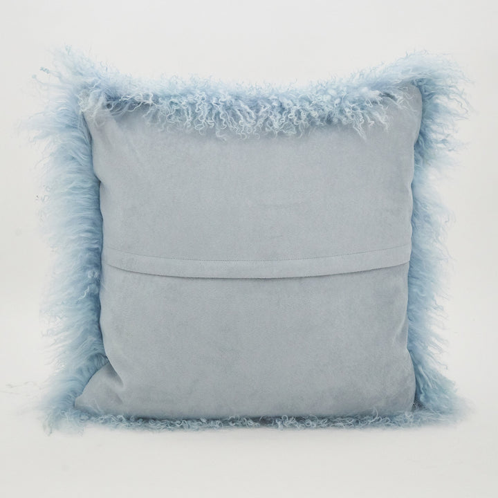 SAO LIFESTYLE 100% Wool Mongolian Lamb Fur Throw Pillow with Poly Filling