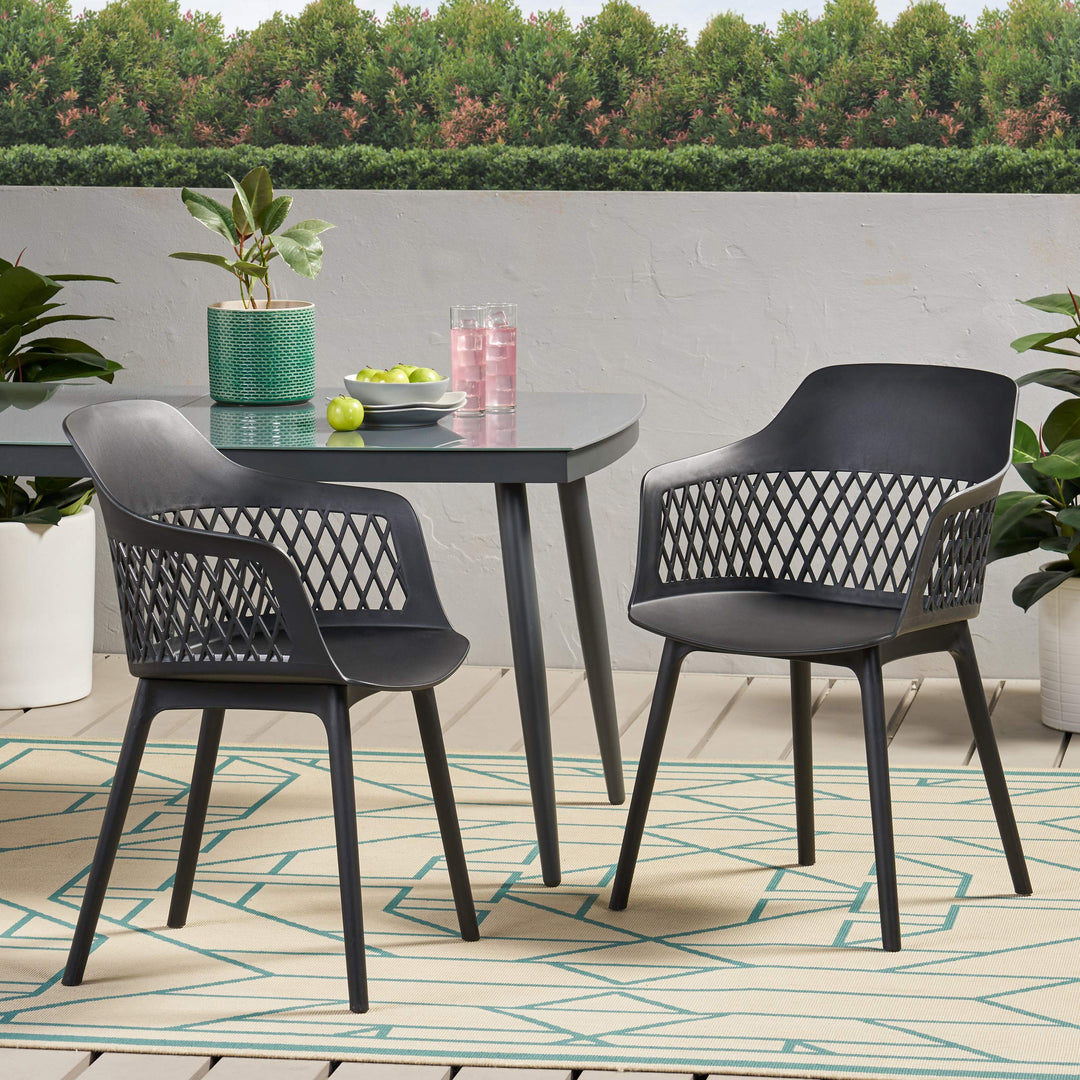 Christopher Knight Home Madeline Outdoor Dining Chair (Set of 2) Black - Diamond Home USA