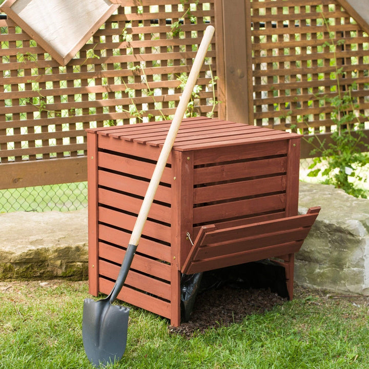 Solid Wood Slatted Compost Bin Medium Brown Cedar Uv Protected