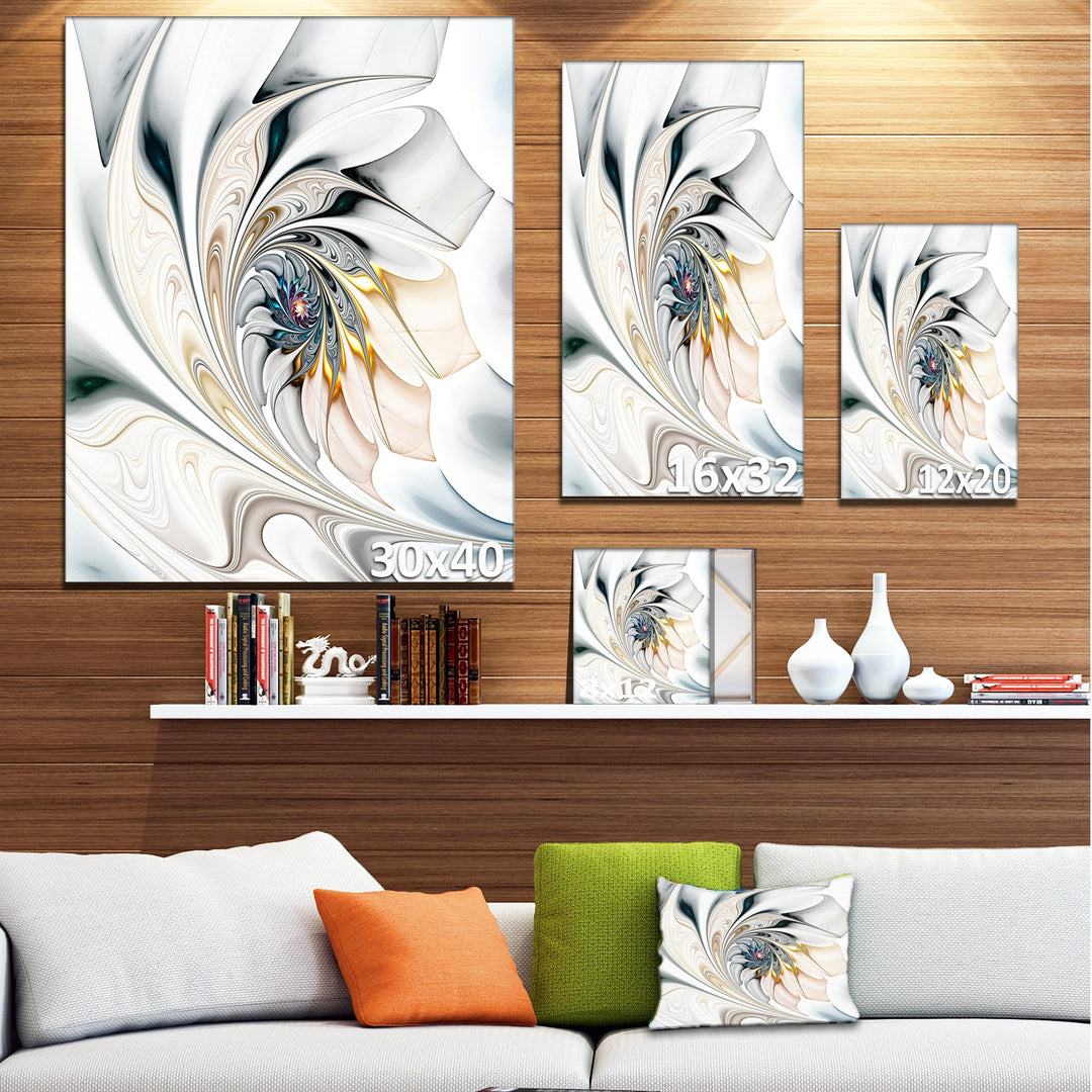 Design Art White Stained Glass Floral Wall Art Canvas 30x40 - Diamond Home USA