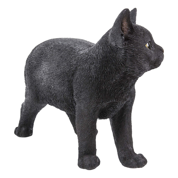 Black Cat Walking Looking Left Statue Polyresin - Diamond Home USA