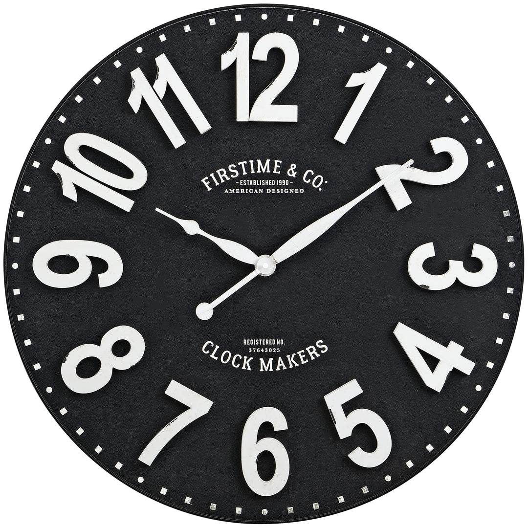 FirsTime & Co. 27" Sullivan Wall Clock Black 10081 - Diamond Home USA