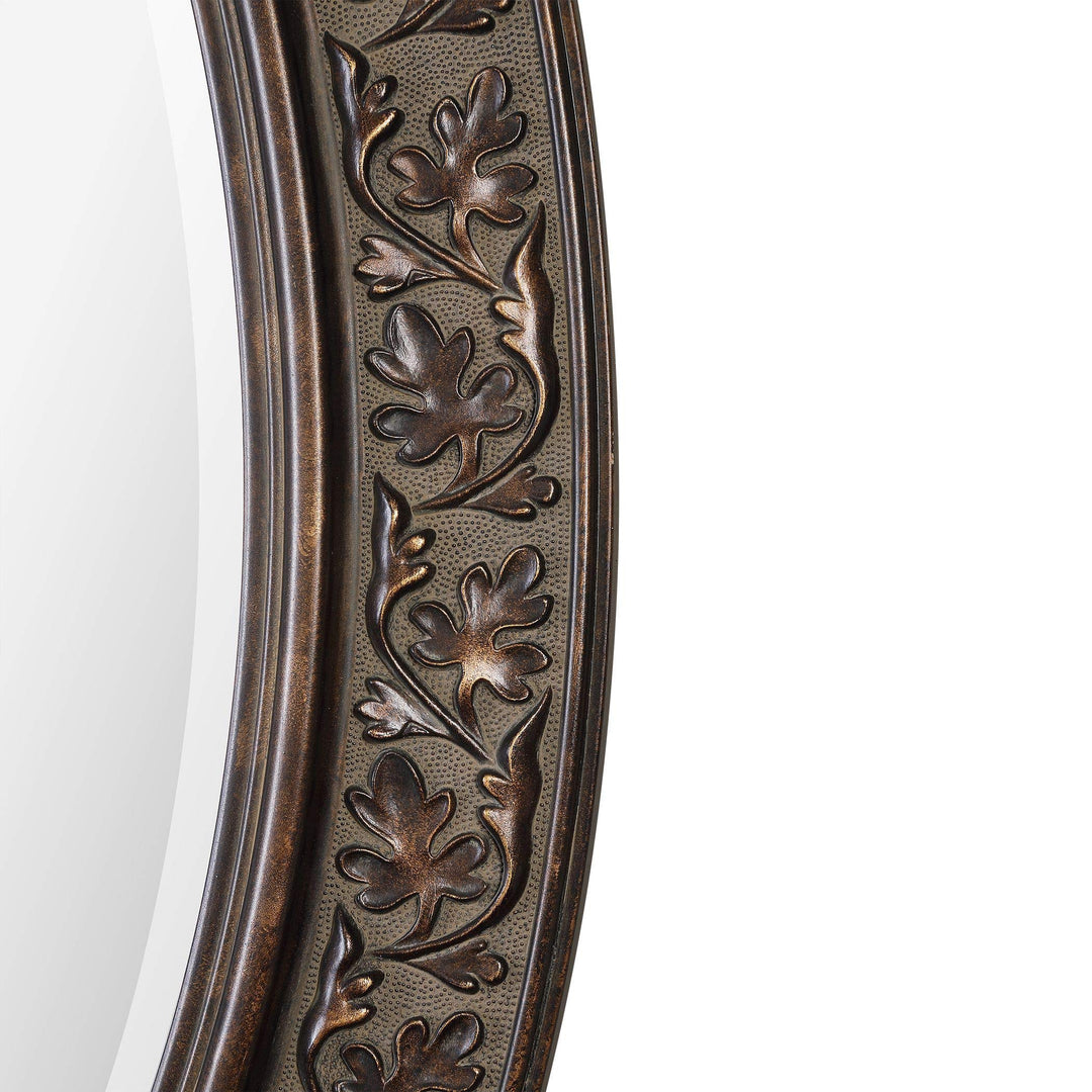 Janelle Transitional Aged Bronze Oval Wall Mirror - Diamond Home USA