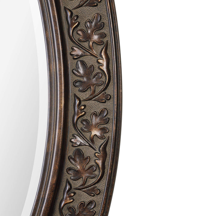 Janelle Transitional Aged Bronze Oval Wall Mirror - Diamond Home USA