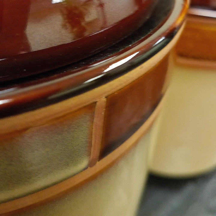 3 Piece Canister Set Brown Banded Stoneware Medium - Diamond Home USA