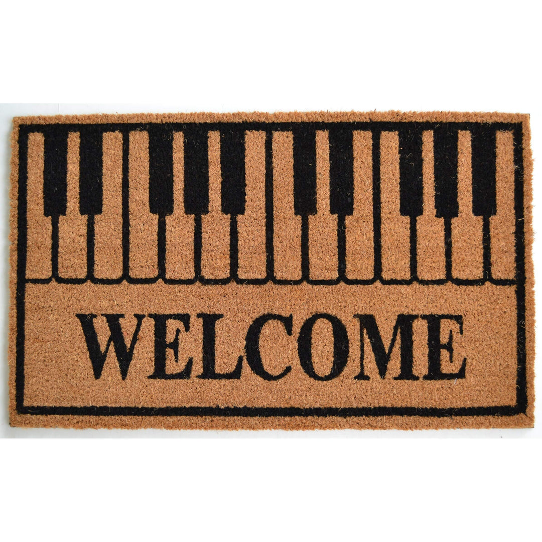 Piano Keys Welcome Outdoor Doormat Multi Color Rectangle Coir All-Weather