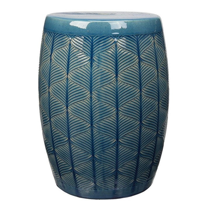 17" Marina Ceramic Garden Stool Blue Art Synthetic Finish