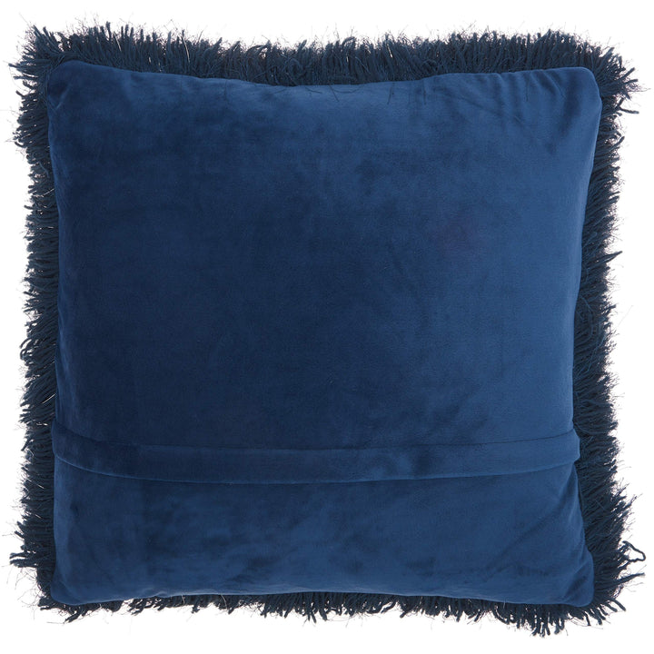 Navy Blue Yarn Shimmer Shag Throw Pillow (20-inch X 20-inch) Textured Bohemian - Diamond Home USA