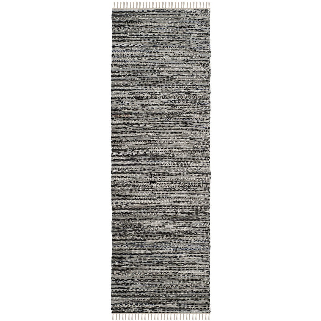 Rag Rug Runner with Tassels White Black Grey Rags Weave Floor Mat Hallway - Diamond Home USA