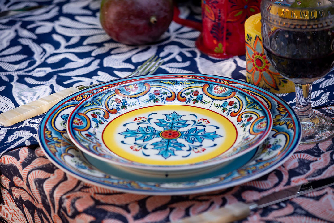 Euro Ceramica Zanzibar Collection Vibrant 8.7" Ceramic Salad/Dessert Plates - Diamond Home USA