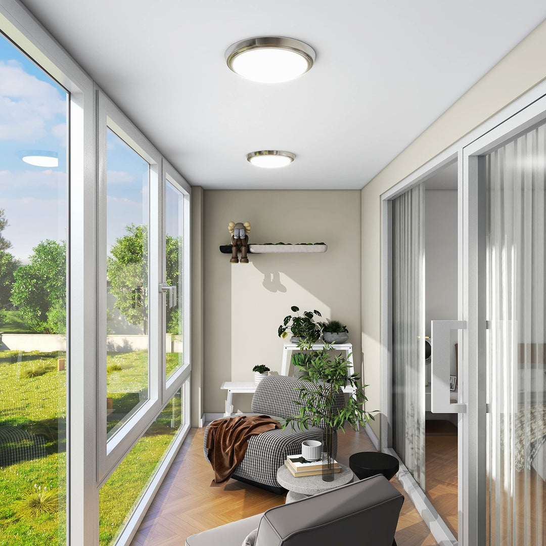 8 Pack 11-inch Led Brushed Nickel Flush Mount Ceiling Light 11" X 2" White - Diamond Home USA