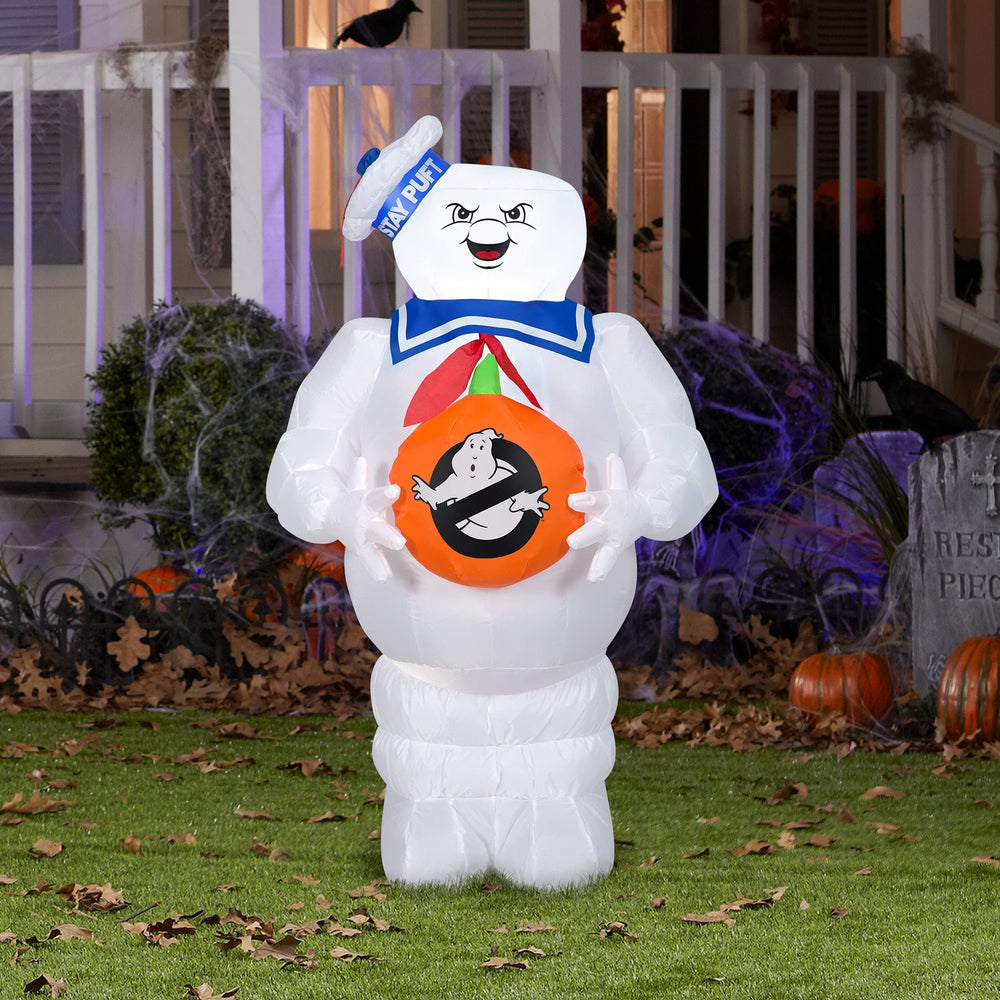 42" Inflatable Halloween Stay-puft Marshmallow Man 42 in White Polyester - Diamond Home USA