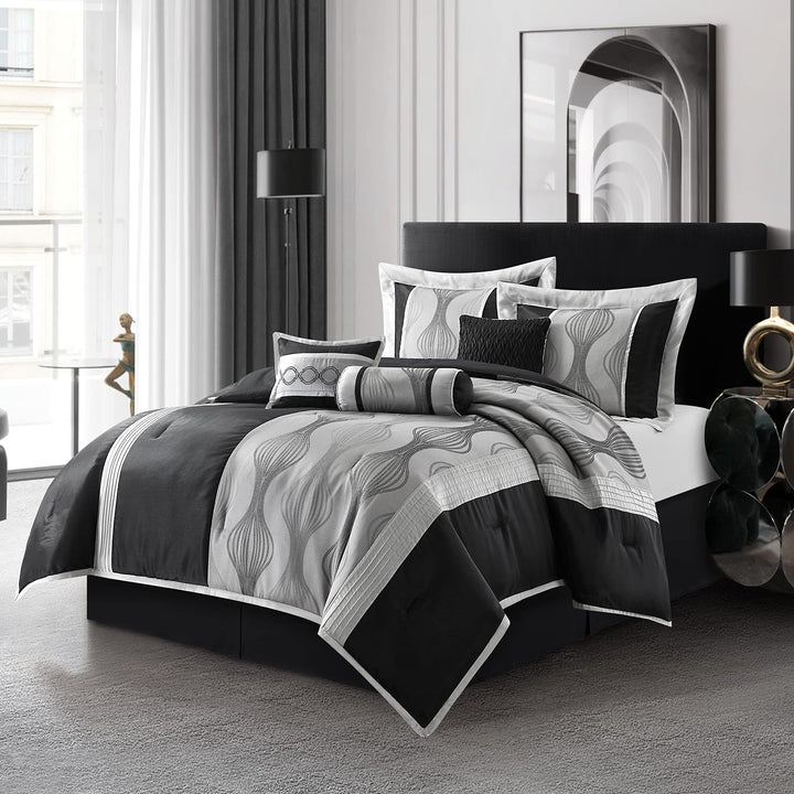 7 Piece n Color Geometric Comforter Cal California Set