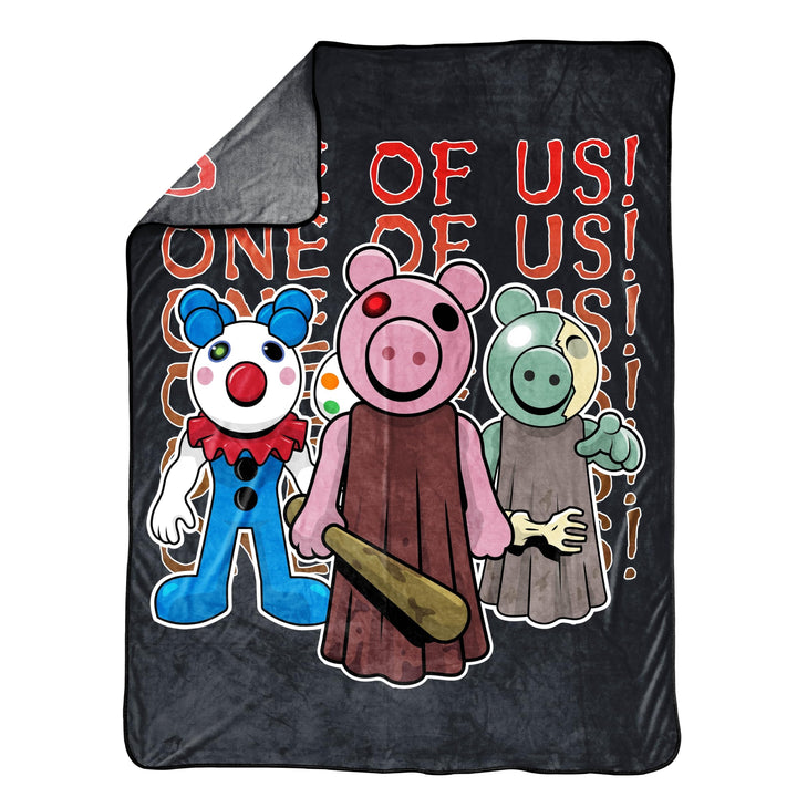 Piggy One of Us Silk Touch Throw 46x60 Black Novelty Casual Boys Licensed - Diamond Home USA