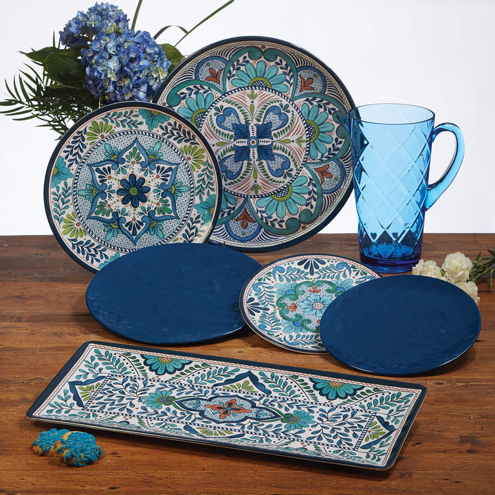 Cerified International Talavera 2-Piece Melamine Platter Set Multicolored - Diamond Home USA