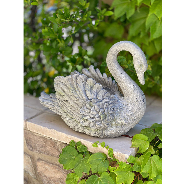 Urban Designs Swan Cast Stone Planter Garden Decor - Grey 7748997 - Diamond Home USA