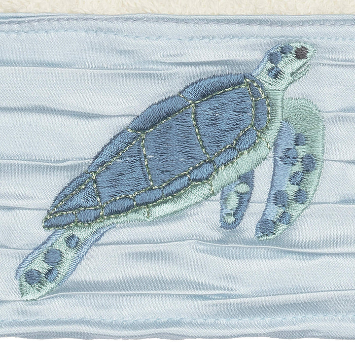 Turkish Cotton Turtles Embroidered Cream 4-Piece Washcloth Set Blue Cream - Diamond Home USA