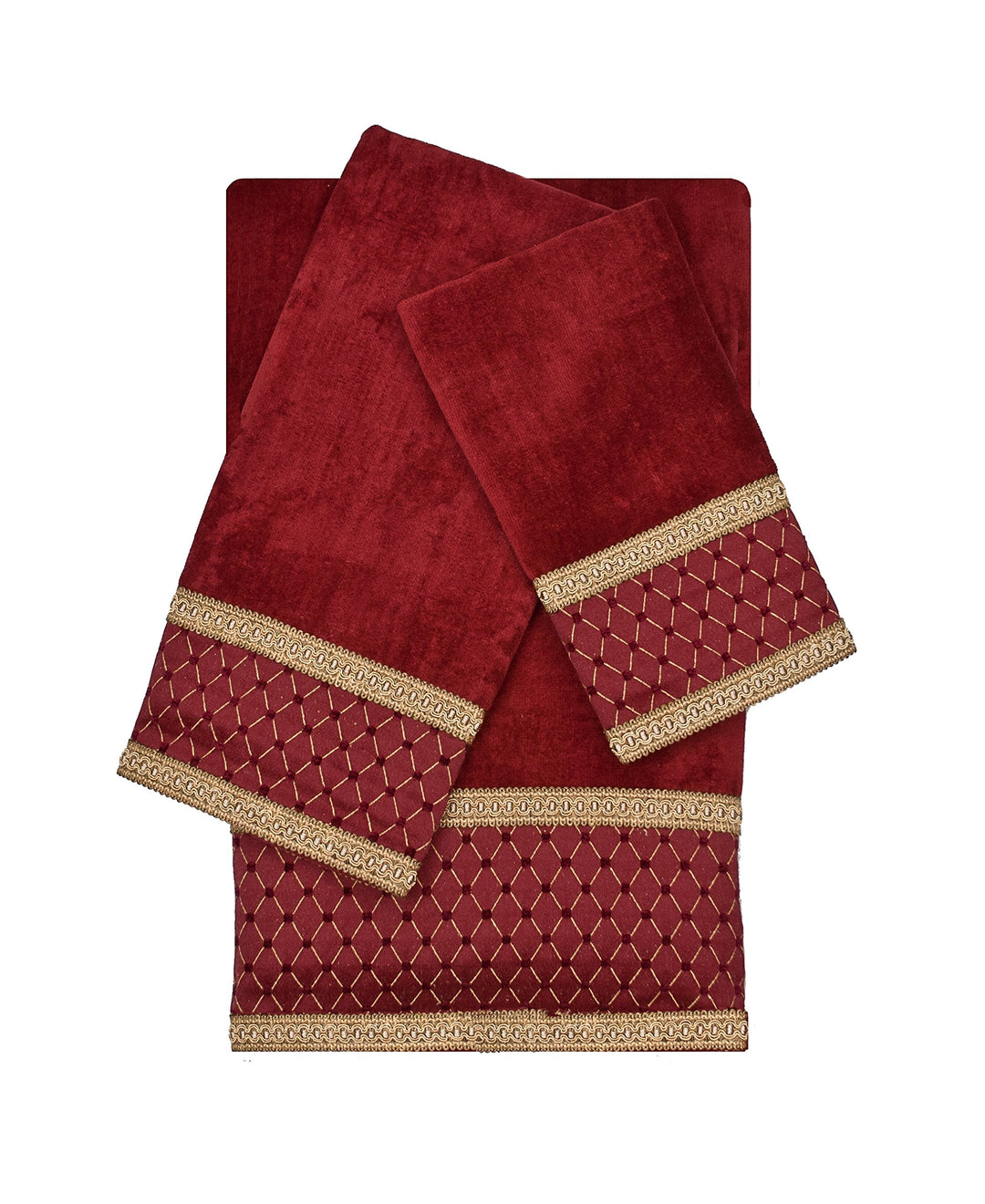 Sherry Kline Melrose Red 3-piece Decorative Embellished Towel Set