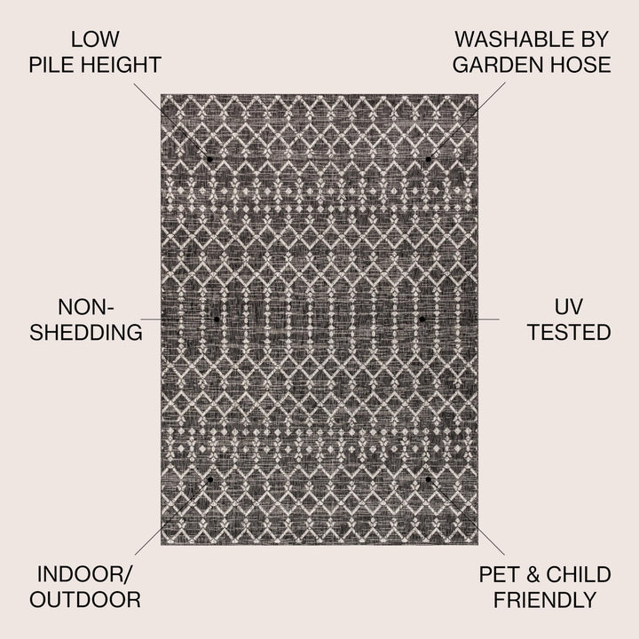 JONATHAN Y Trebol Moroccan Geometric Textured Weave Indoor/Outdoor Area Rug