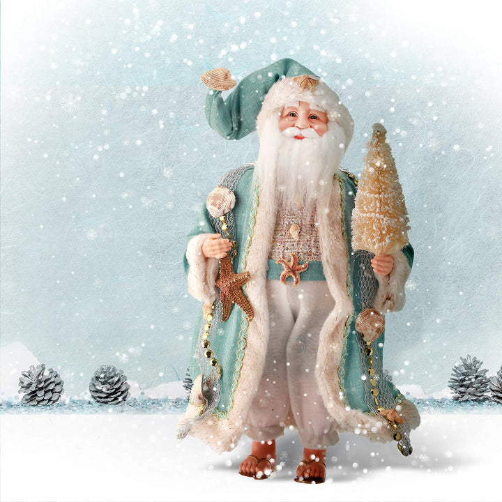 18" Fabric Under The Sea Santa Blue