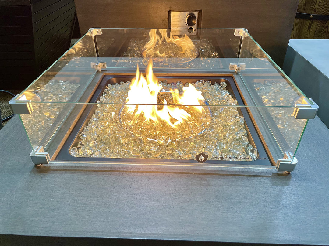 WindGuard 22 Inch Square Wind Glass for Fire Pit - Diamond Home USA