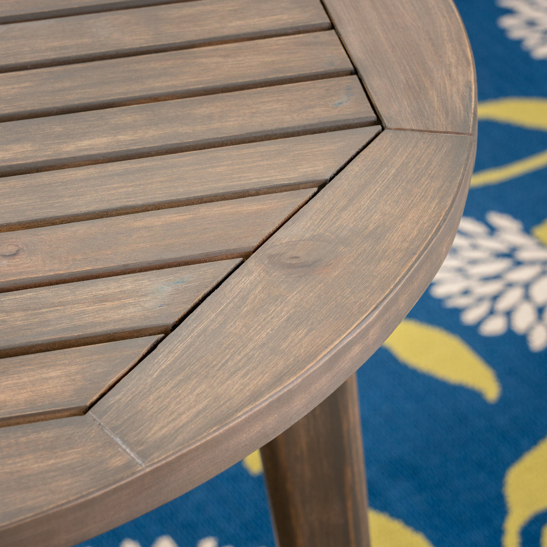 Christopher Knight Home Fitch Outdoor Round Acacia Wood Bistro Table Gray Finish - Diamond Home USA