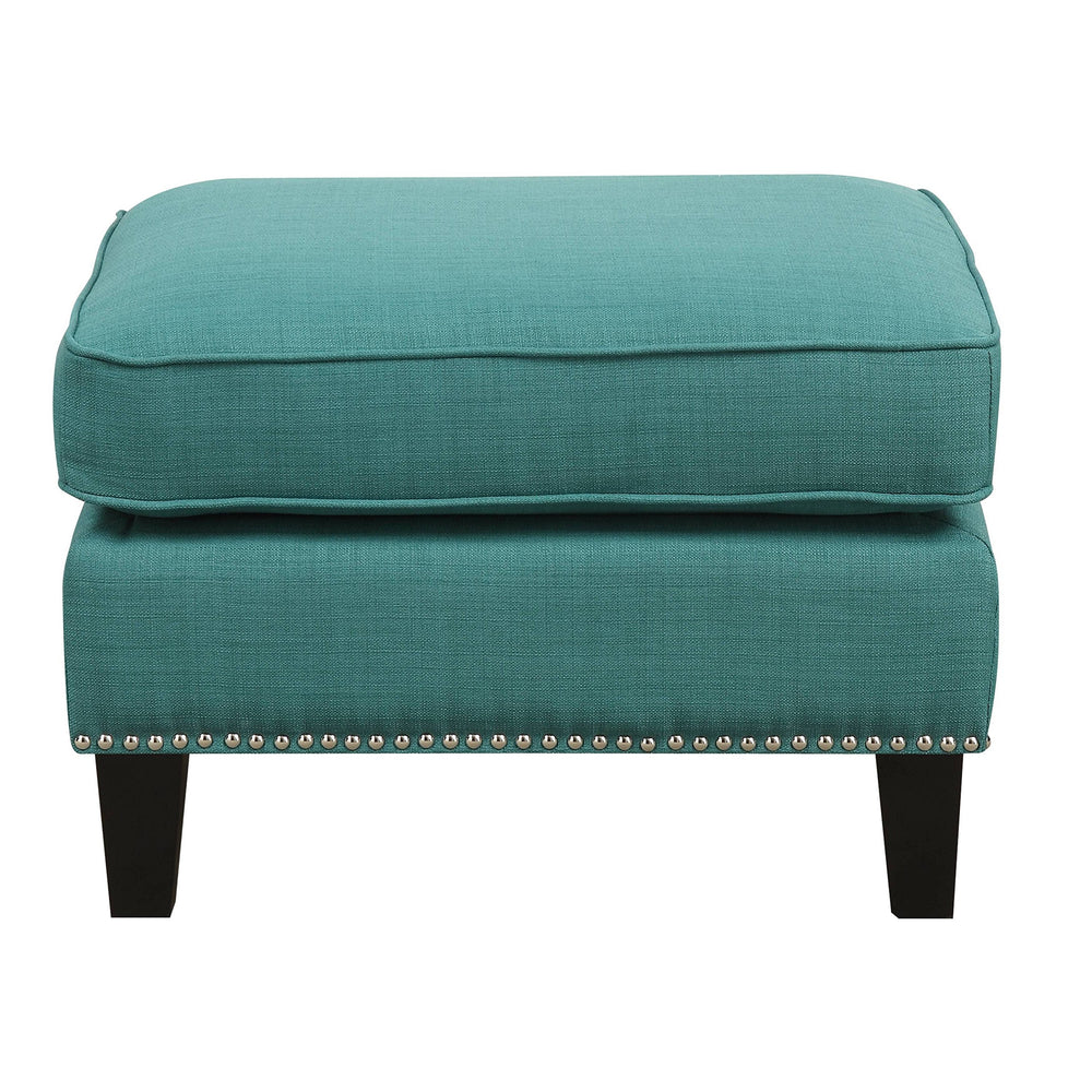 Teal Ottoman Blue Modern Contemporary Transitional Solid Rectangle Foam Wood - Diamond Home USA