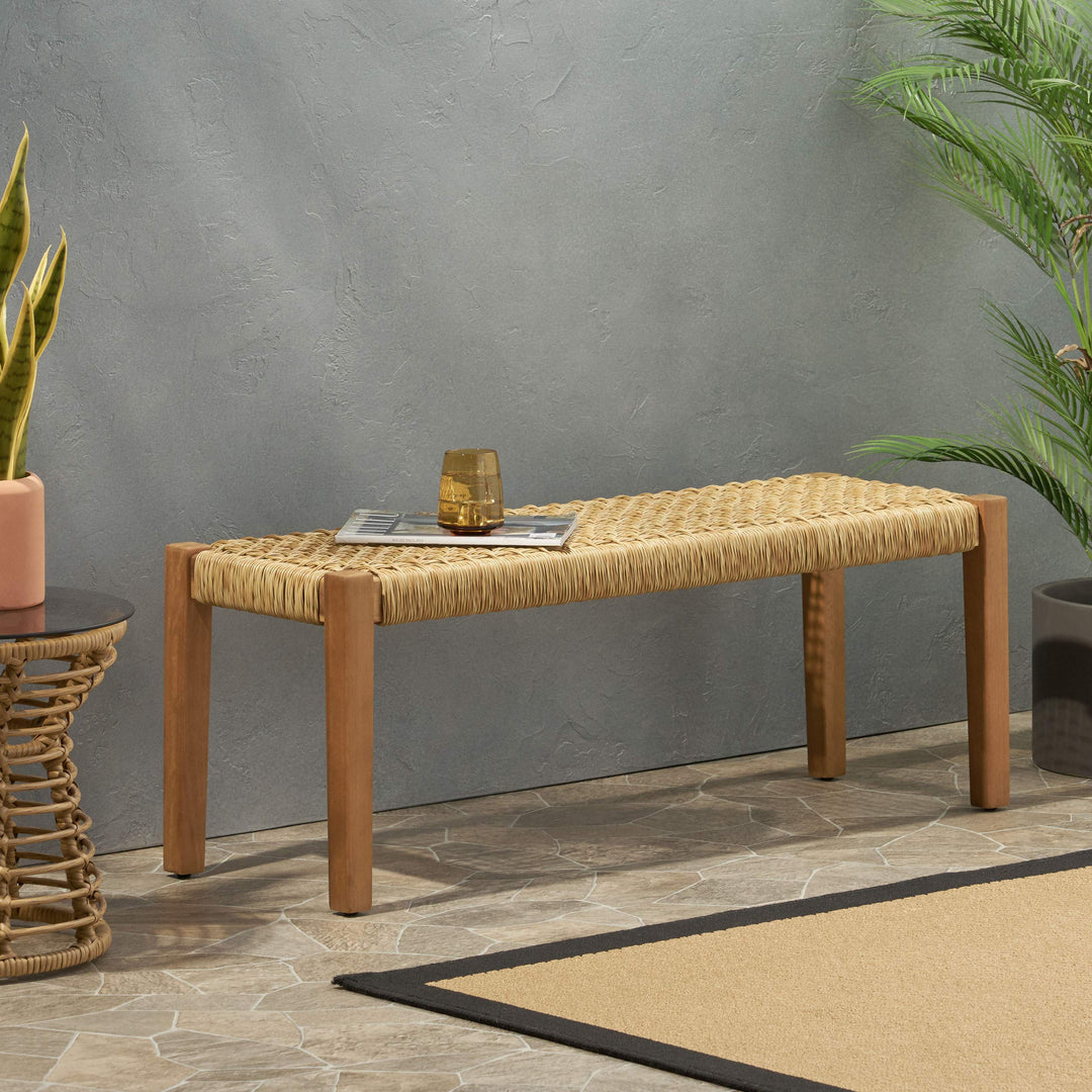 Christopher Knight Home Isaac Outdoor Modern Industrial Acacia Wood Bench - Diamond Home USA