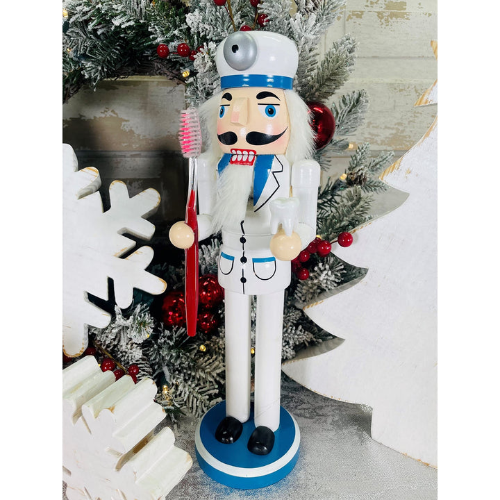 Santa's Workshop 14'' Dentist Nutcracker 14 White Wood Medium - Diamond Home USA