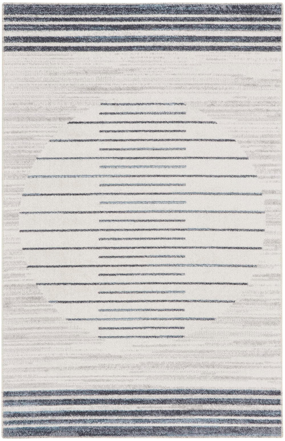 Nourison Astra Machine Washable Geometric Ivory Blue 3'3" x 5' Area -Rug Easy - Diamond Home USA