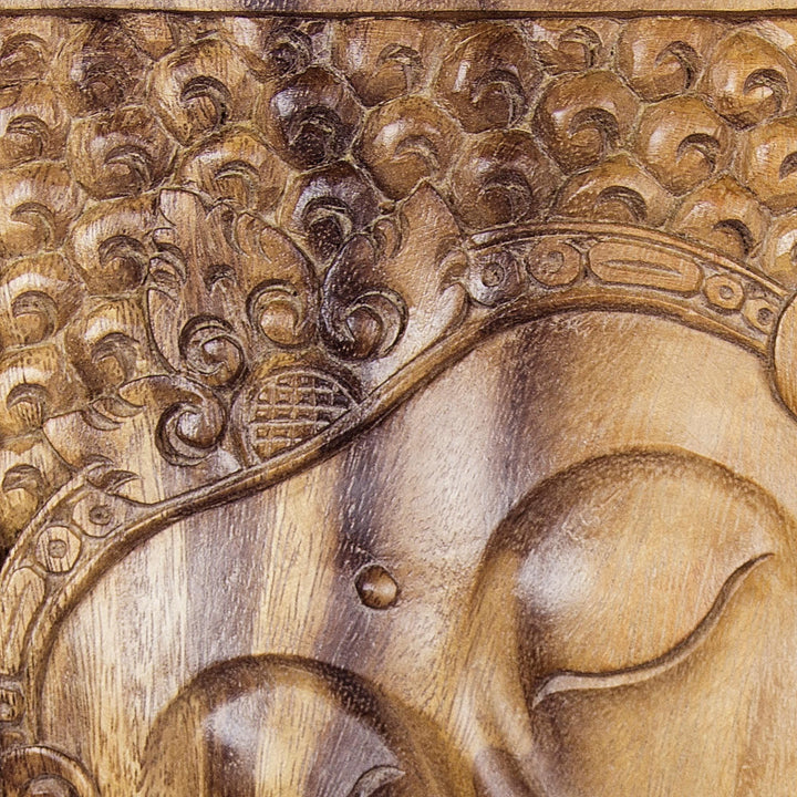 Handmade Wood Relief Panel Young Buddha (Indonesia) Brown Children's - Diamond Home USA