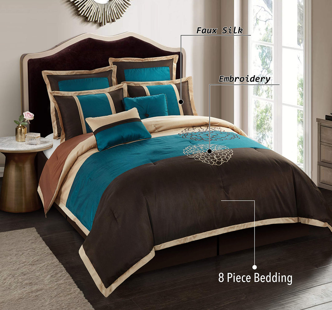 Nanshing PHOEBE8-Q Phoebe Collection Bedroom Comforter Complete 8 Piece Set - Diamond Home USA