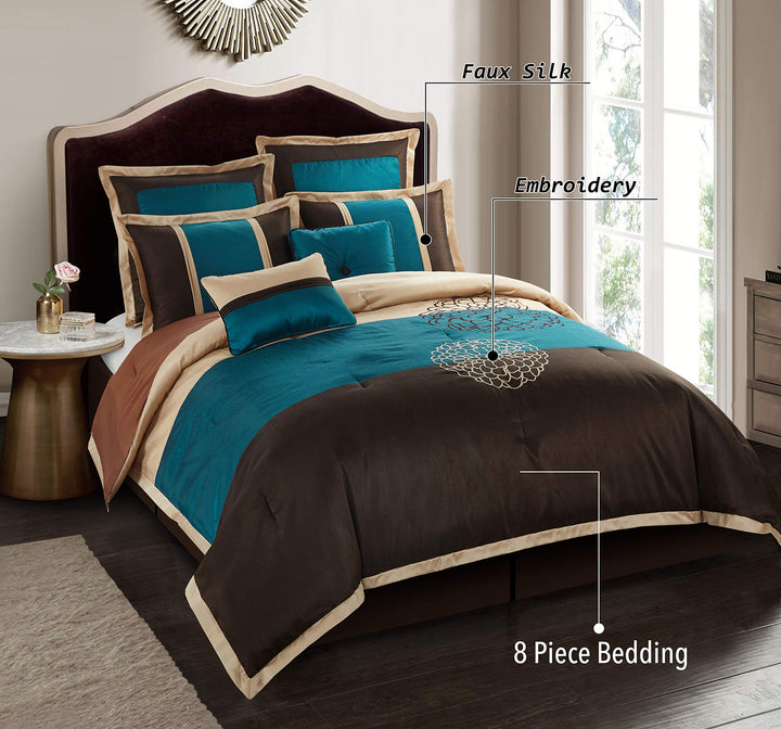 Nanshing PHOEBE8-Q Phoebe Collection Bedroom Comforter Complete 8 Piece Set - Diamond Home USA
