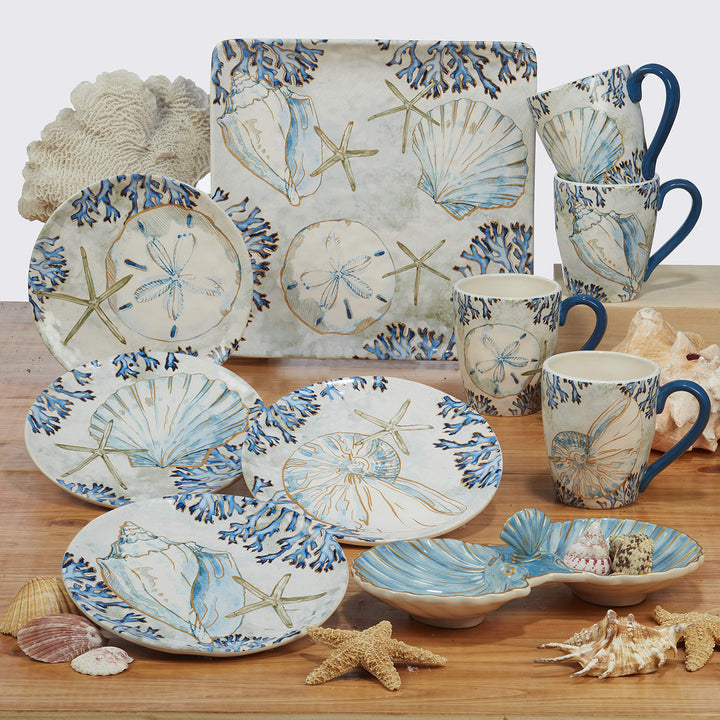 Certified International Playa Shells 18 oz. Mugs Set of 4 4 Count (Pack of 1) - Diamond Home USA